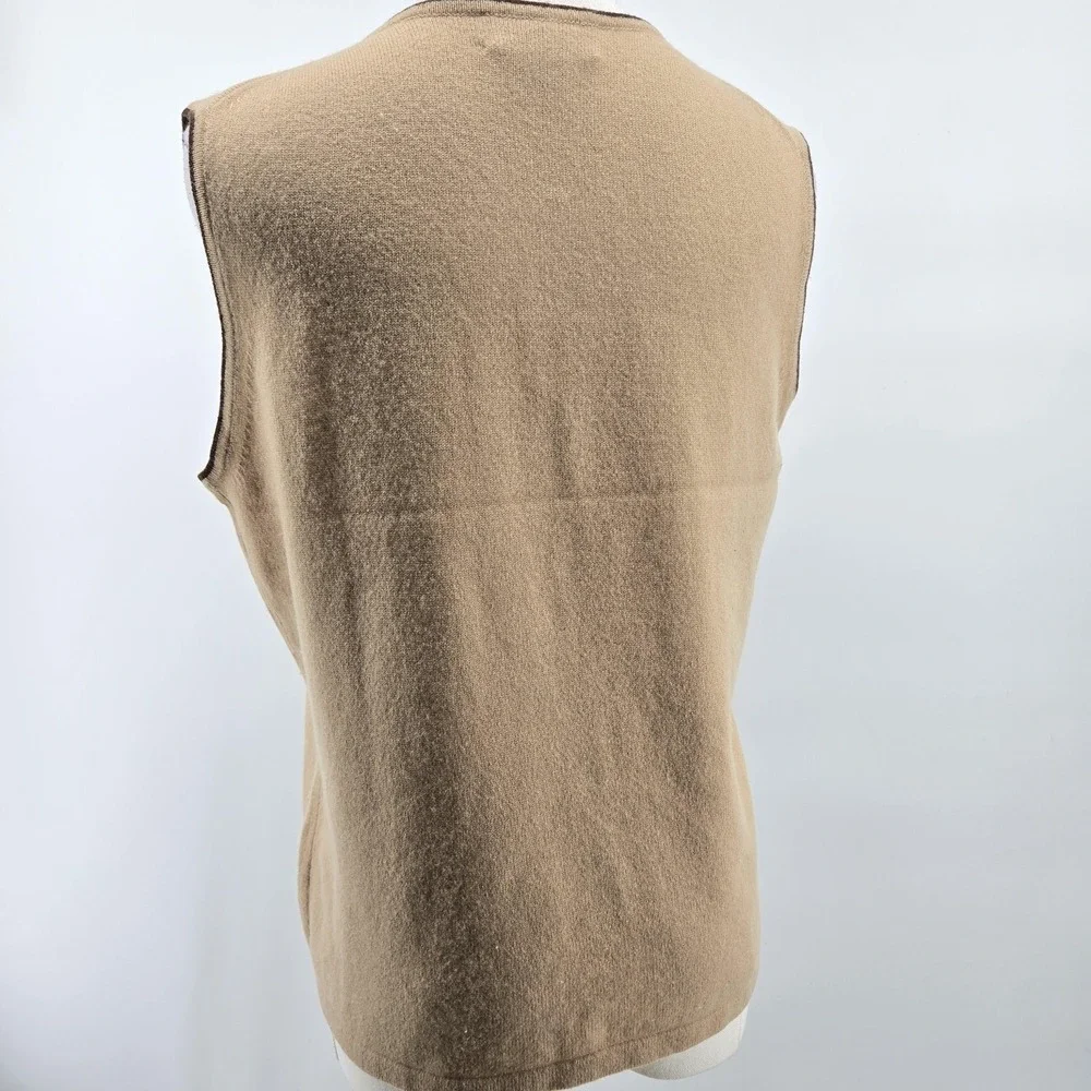 Croft&barrow Sweater Vest Womens L Beige 100% Cashmere Crew Neck‎ Lightweight